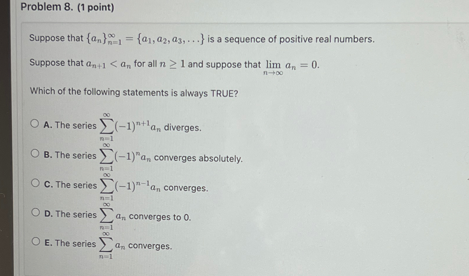Solved Problem 8. (1 ﻿point)Suppose that | Chegg.com