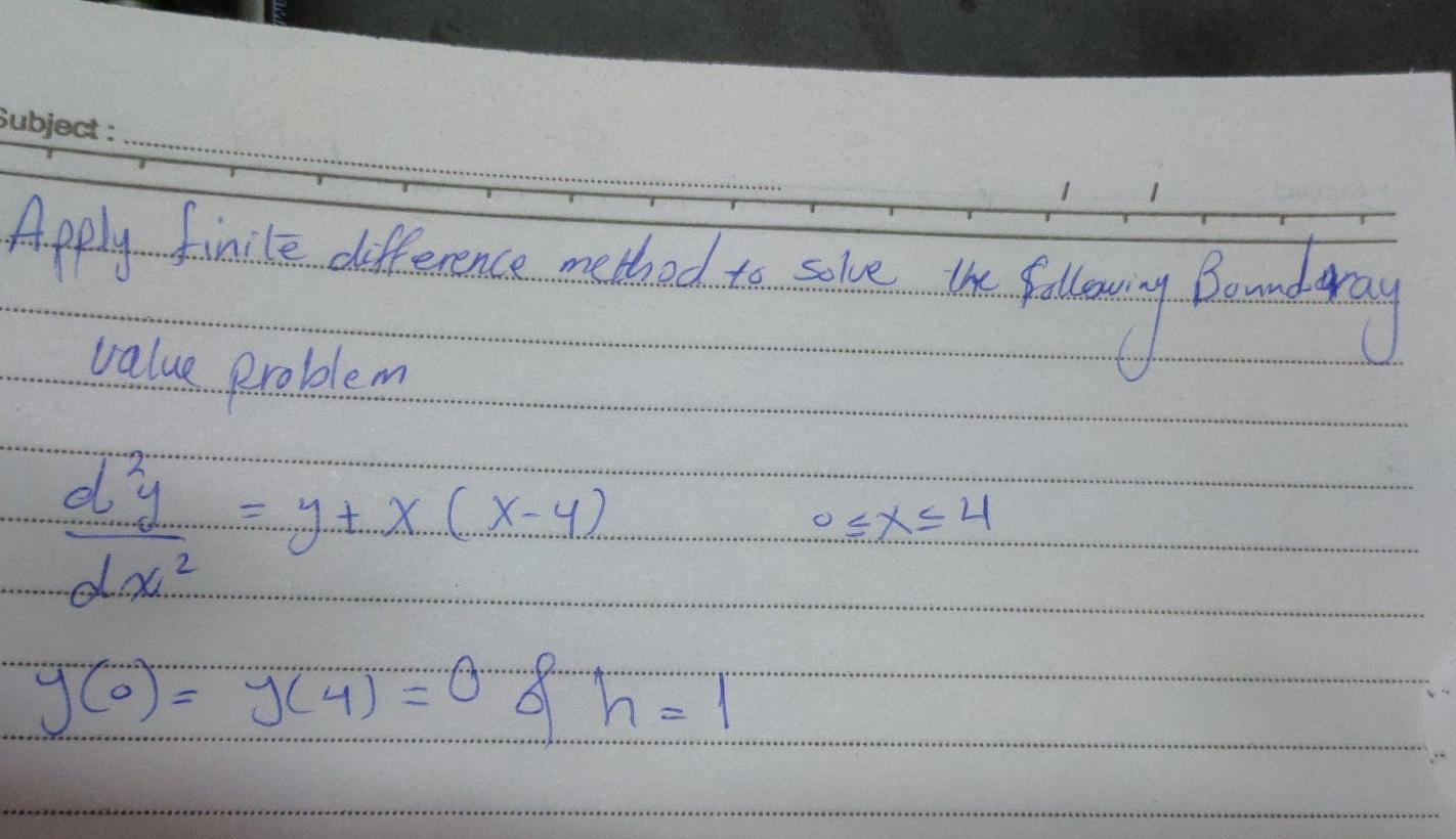 Solved Subject: Apply finite difference method to solve the | Chegg.com