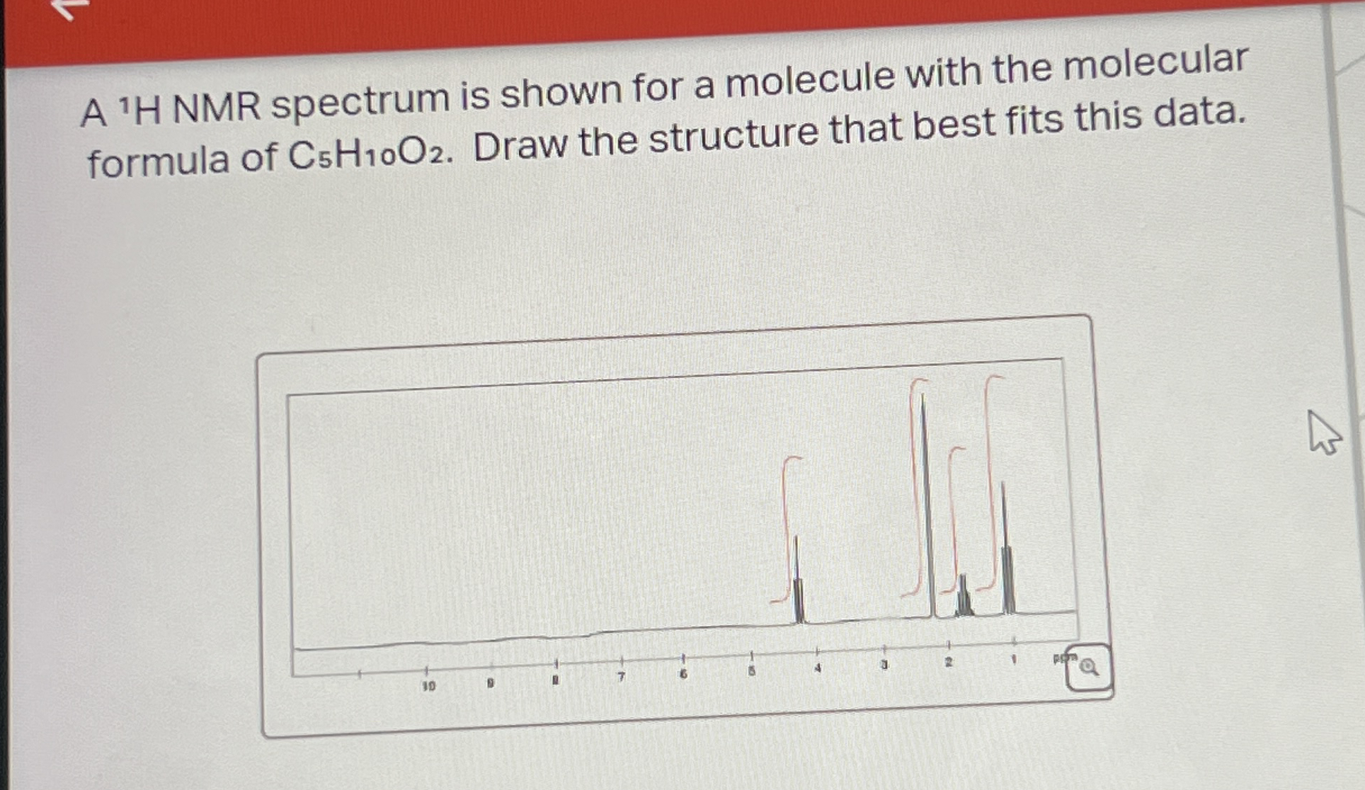 A H Nmr Spectrum Is Shown For A Molecule With The Chegg Com