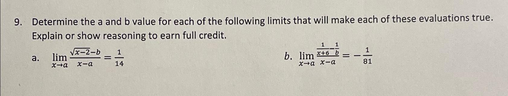 Solved Determine The A And B ﻿value For Each Of The | Chegg.com