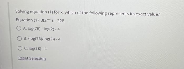 what is the value of x in the equation below 1 2ex 1