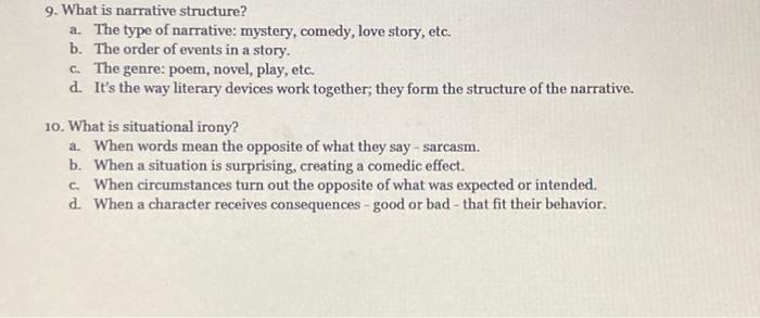 Solved 1. What is literary analysis? a. Being able to | Chegg.com