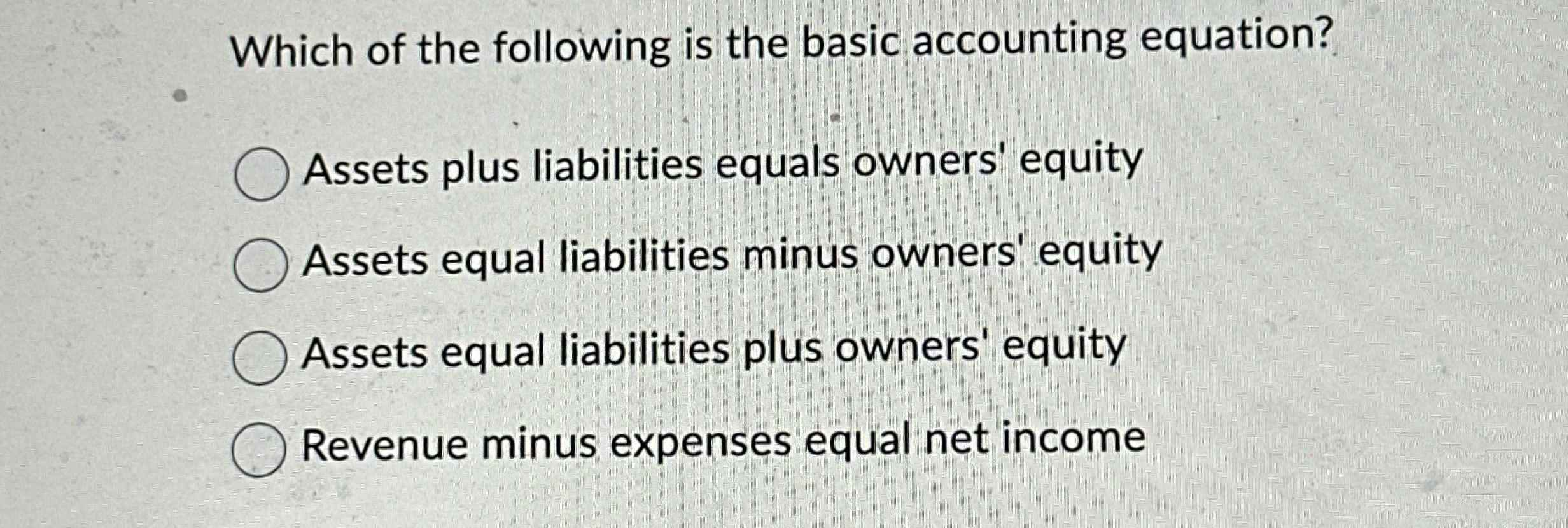 Solved Which of the following is the basic accounting | Chegg.com