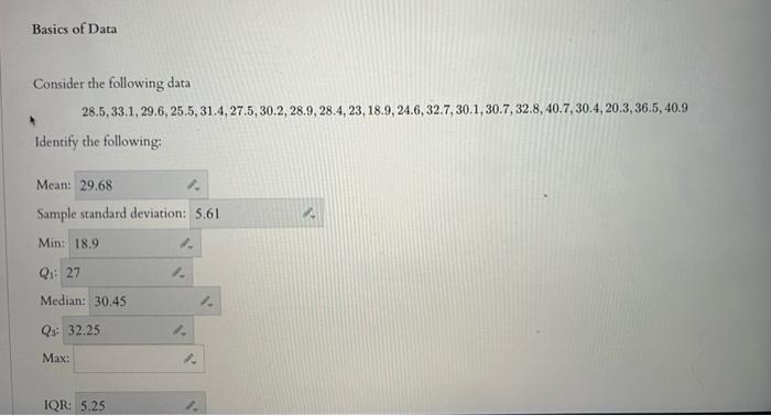 Solved Basics of Data Consider the following data | Chegg.com
