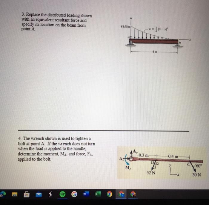 Solved 3. Replace the distributed loading shown with an | Chegg.com