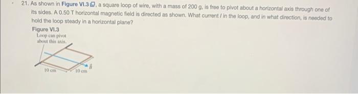 Solved 21. As shown in Figure V1.3 G, a square loop of wire, | Chegg.com
