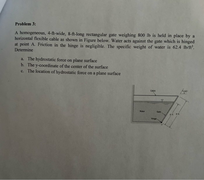 Solved Problem 3: A homogeneous, 4-ft-wide, 8-ft-long | Chegg.com