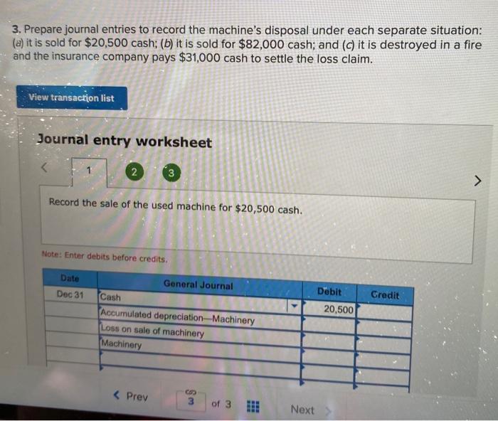 Solved 3. Prepare journal entries to record the machine's