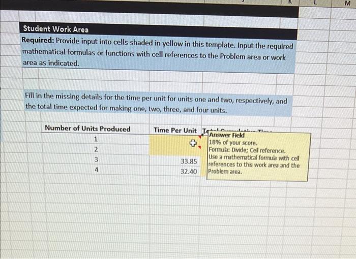 Solved prmulas Add; Divide; Cell Referencing unit and the