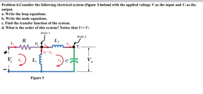 Solved Problem 6.Consider the following electrical system | Chegg.com