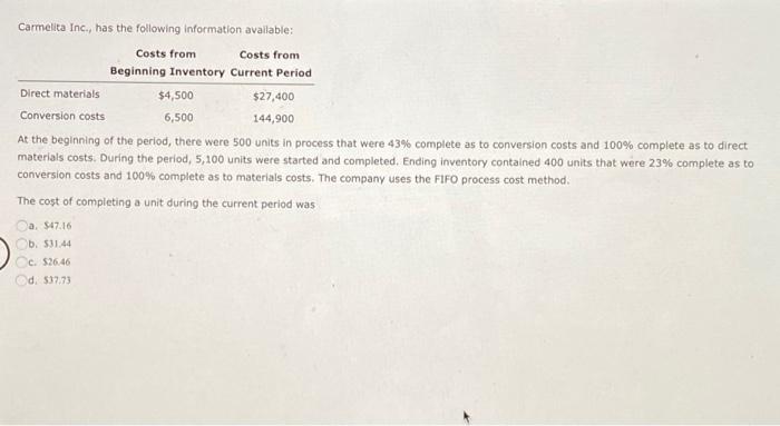 Solved A Process Cost System Would Be Appropriate For A A Chegg