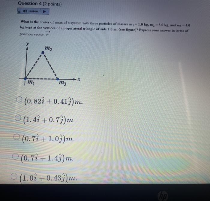 Solved Question 4 (2 points) Listen What is the center of | Chegg.com