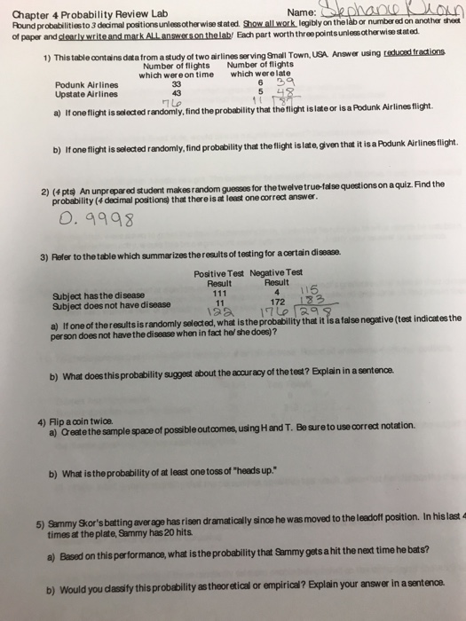 Solved Chapter 4 Probability Review Lab Name Slephan O P Chegg Com