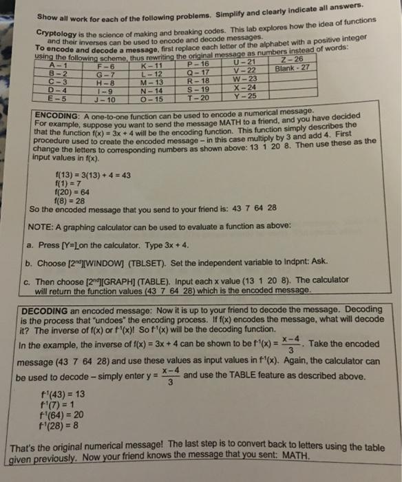 Solved A-1 B-2 C-3 E-5 Show all work for each of the | Chegg.com