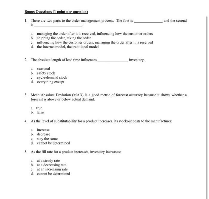 Bonus Questions (1 point per question) 1. There are | Chegg.com