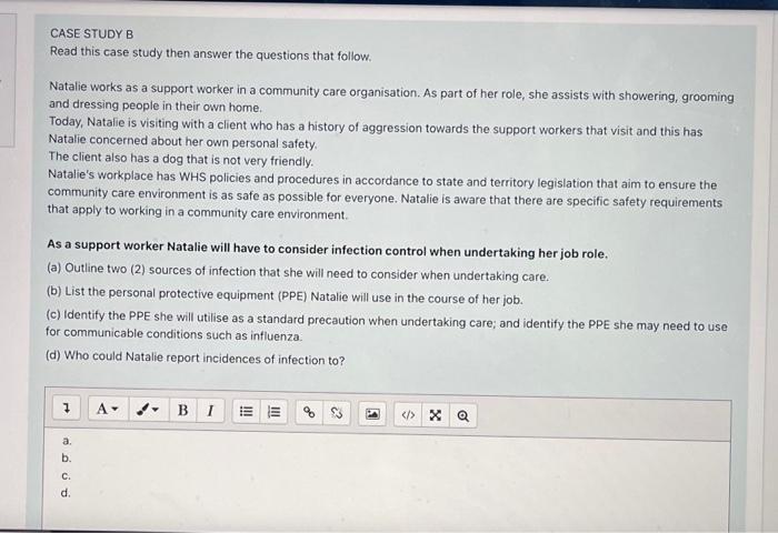 Solved CASE STUDY B Read This Case Study Then Answer The | Chegg.com