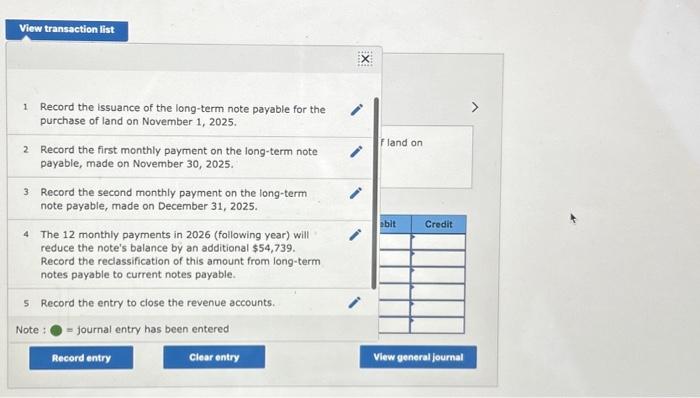 1 Record the issuance of the long-term note payable | Chegg.com