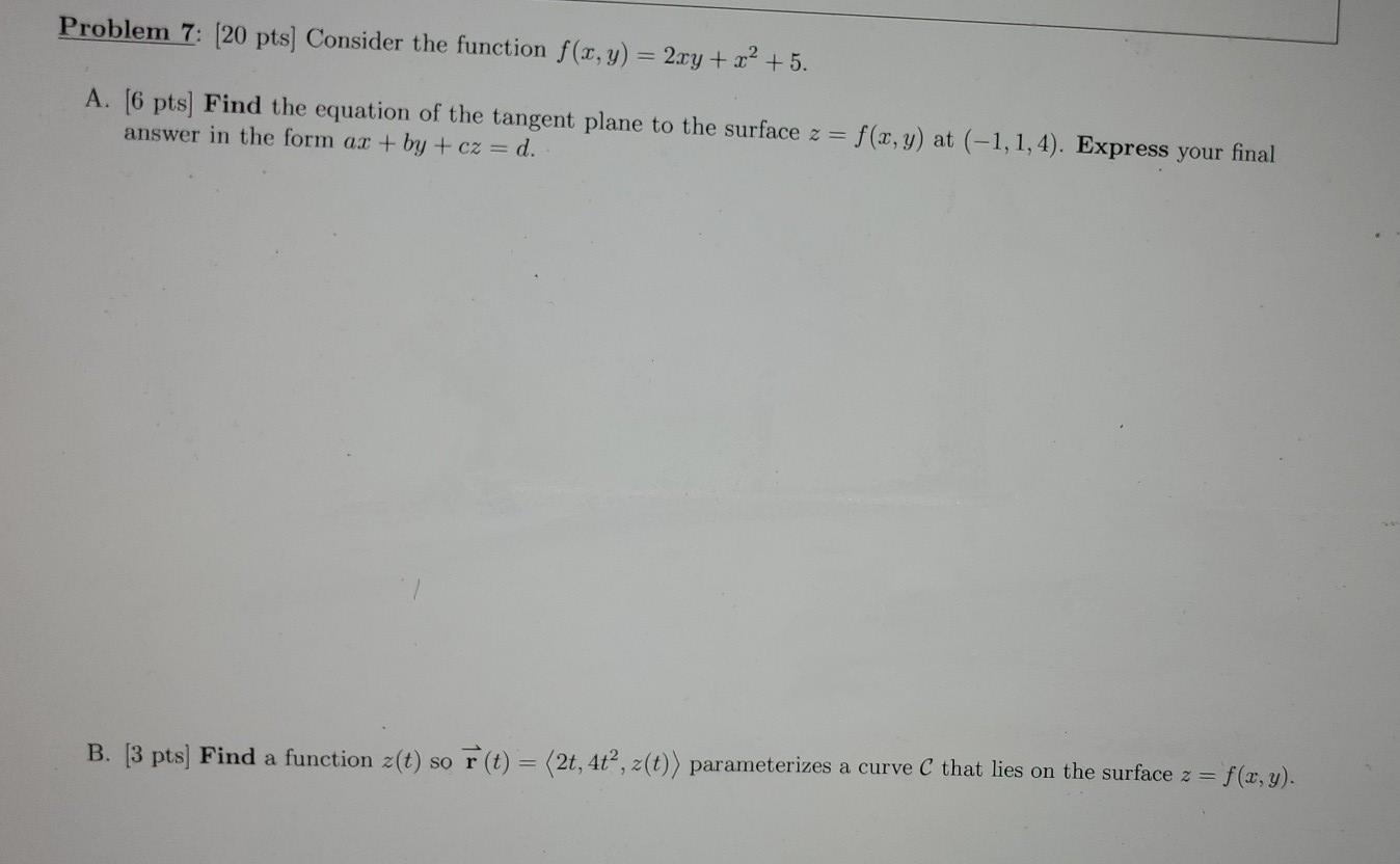 Solved Problem 7: (20 pts) Consider the function f(x, y) = | Chegg.com