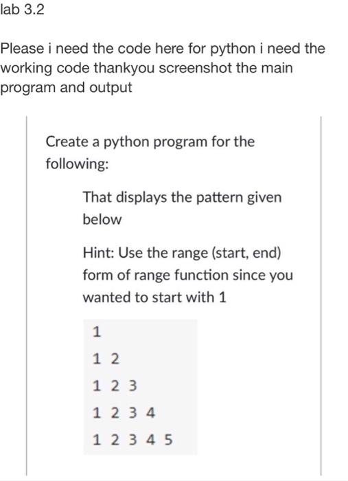 Solved lab 3.2 Please i need the code here for python i need | Chegg.com
