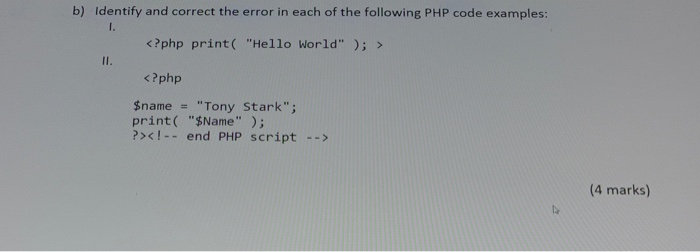 Solved b) Identify and correct the error in each of the | Chegg.com