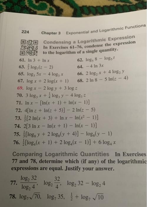 Condensing Logarithmic Expressions Worksheet
