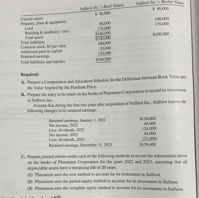 Solved EXERCISE 4-11 Allocation of Difference between Book | Chegg.com