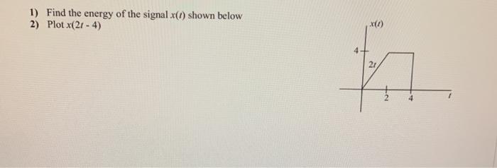 Solved 1) Find the energy of the signal X(t) shown below 2) | Chegg.com