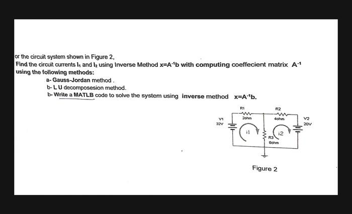 Solved or the circuit system shown in Figure 2 , Find the | Chegg.com