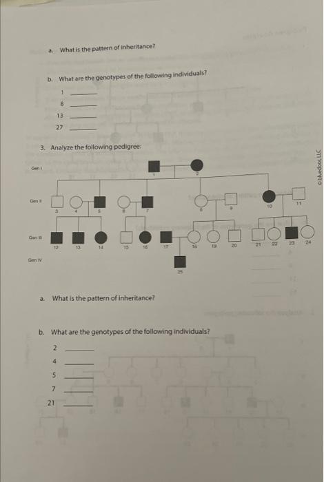 Solved 7. a What is the pattern of inheritance for pedigree | Chegg.com