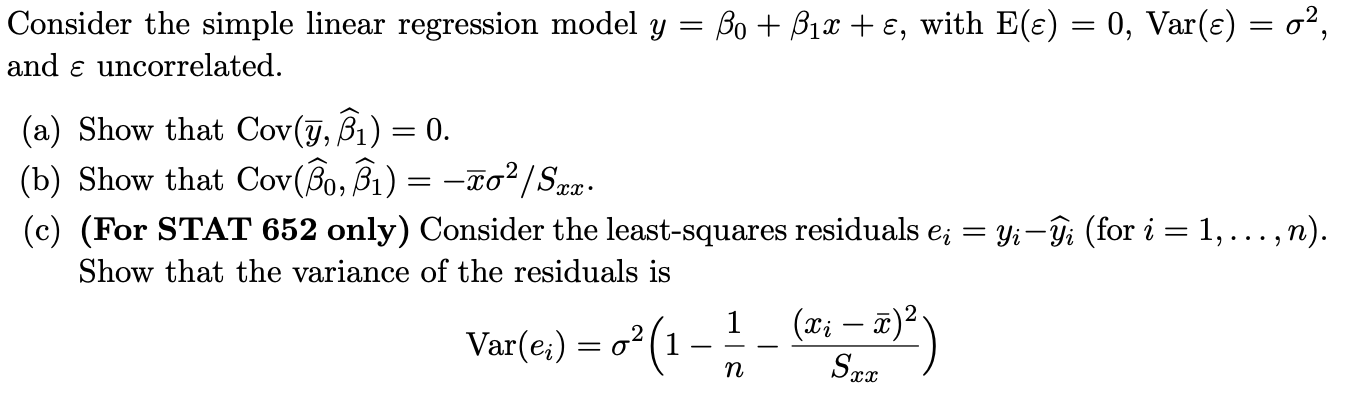 Solved Consider the simple linear regression model | Chegg.com