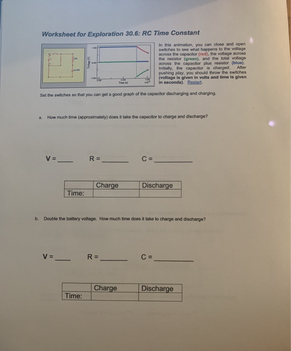Solved Worksheet For Exploration 30 6 Rc Time Constant In Chegg Com