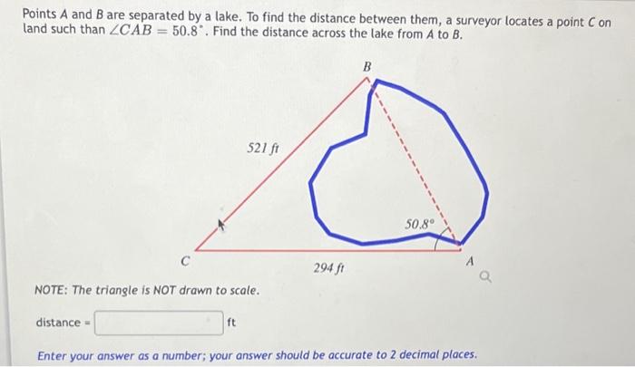 Solved Points A and B are separated by a lake. To find the | Chegg.com