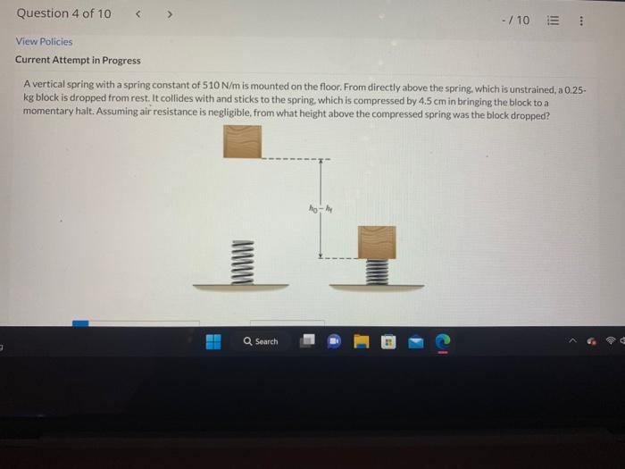 Solved A vertical spring with a spring constant of 510 N/m | Chegg.com