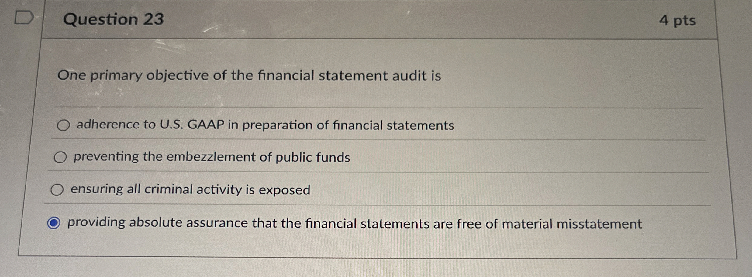 Solved Question 23One primary objective of the financial | Chegg.com