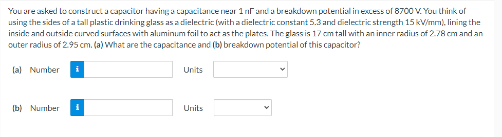 Solved You are asked to construct a capacitor having a | Chegg.com