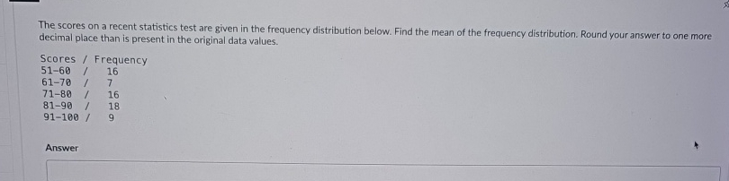 Solved The scores on a recent statistics test are given in | Chegg.com