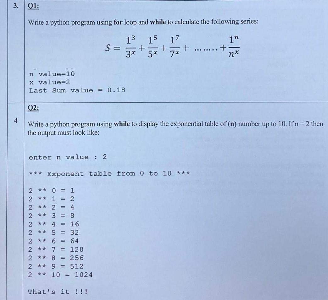 Solved 3. 01: Write a python program using for loop and | Chegg.com