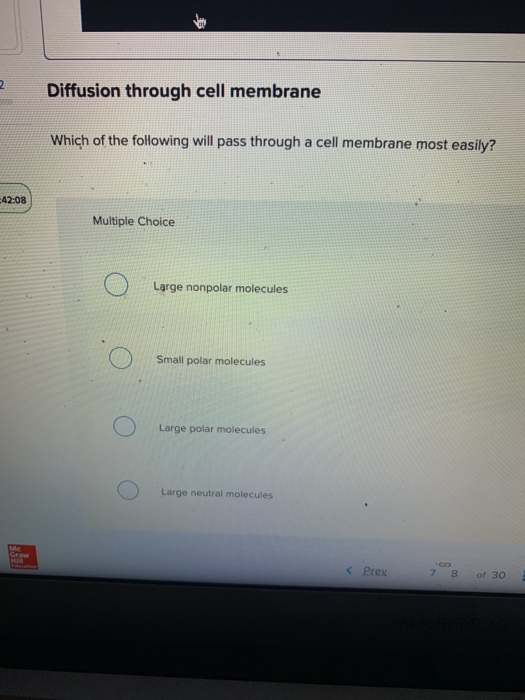 Solved Diffusion through cell membrane Which of the | Chegg.com