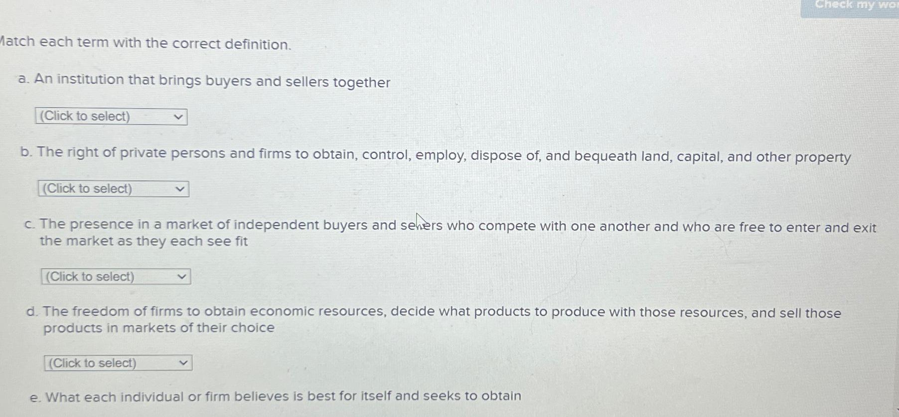 Solved latch each term with the correct definition.a. ﻿An