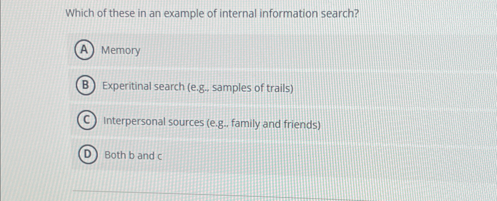 Solved Which of these in an example of internal information | Chegg.com