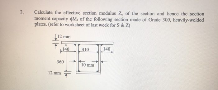 Solved Calculate the effective section modulus Z of the | Chegg.com