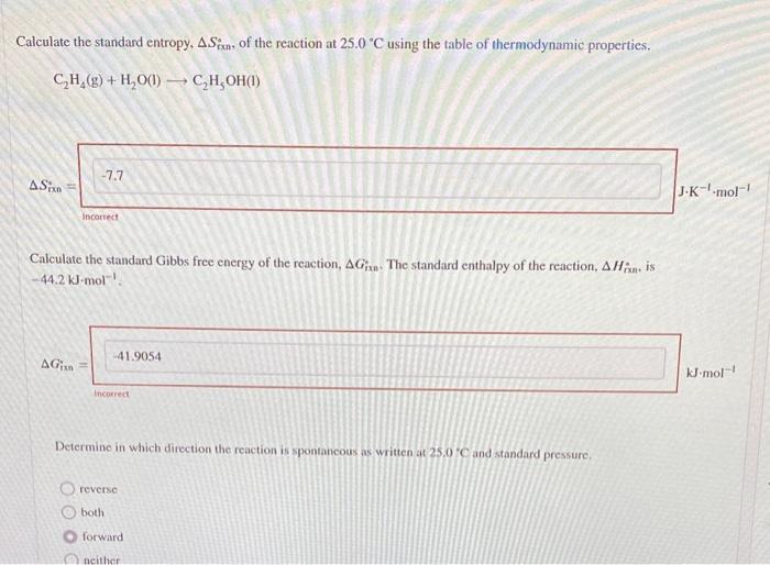 Solved Calculate the standard entropy Sren of the Chegg