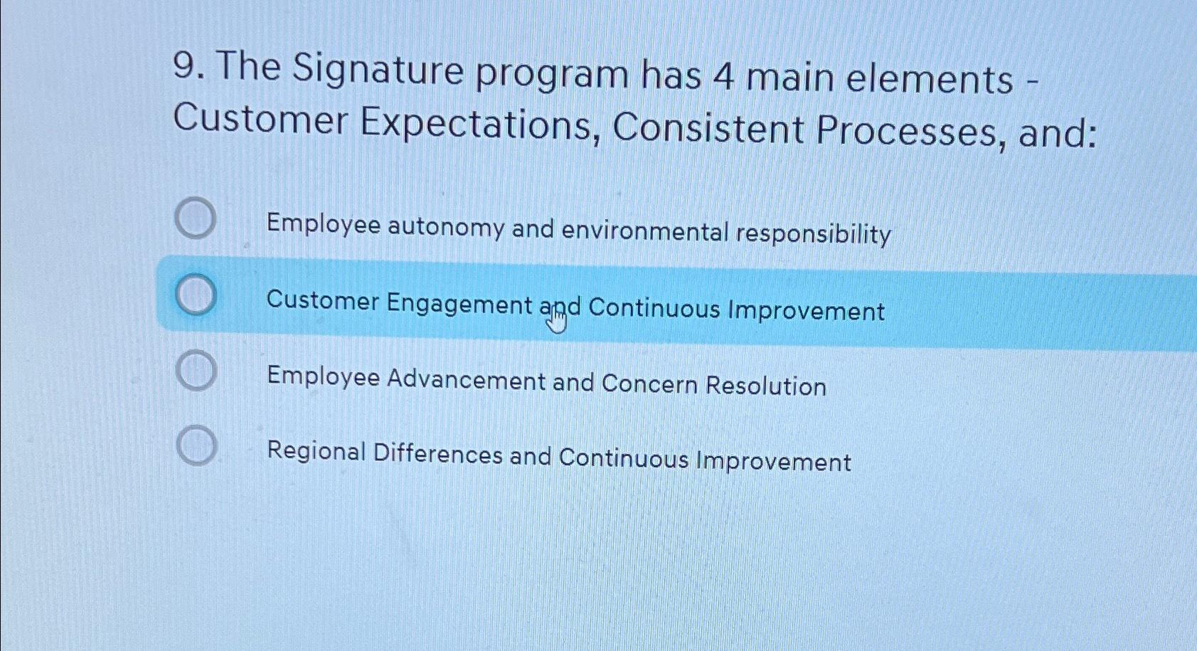 Solved The Signature program has 4 ﻿main elements Customer | Chegg.com