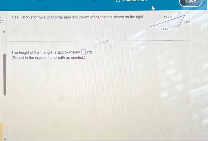 formula to find height of triangle without area