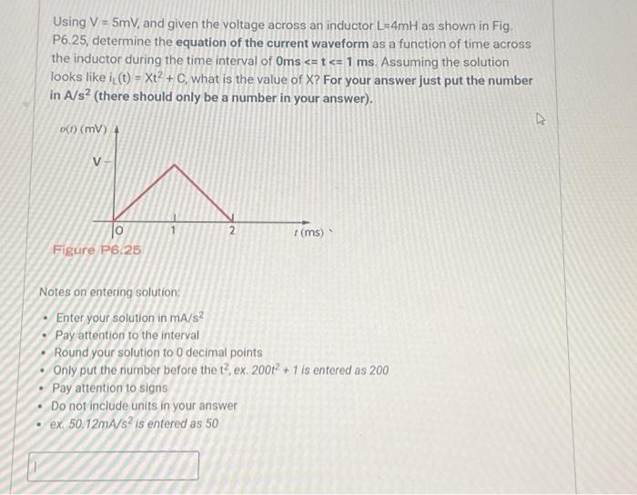 solved-using-v-5mv-and-given-the-voltage-across-an-chegg