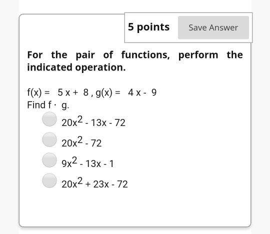 Solved 5 points Save Answer For the pair of functions, | Chegg.com