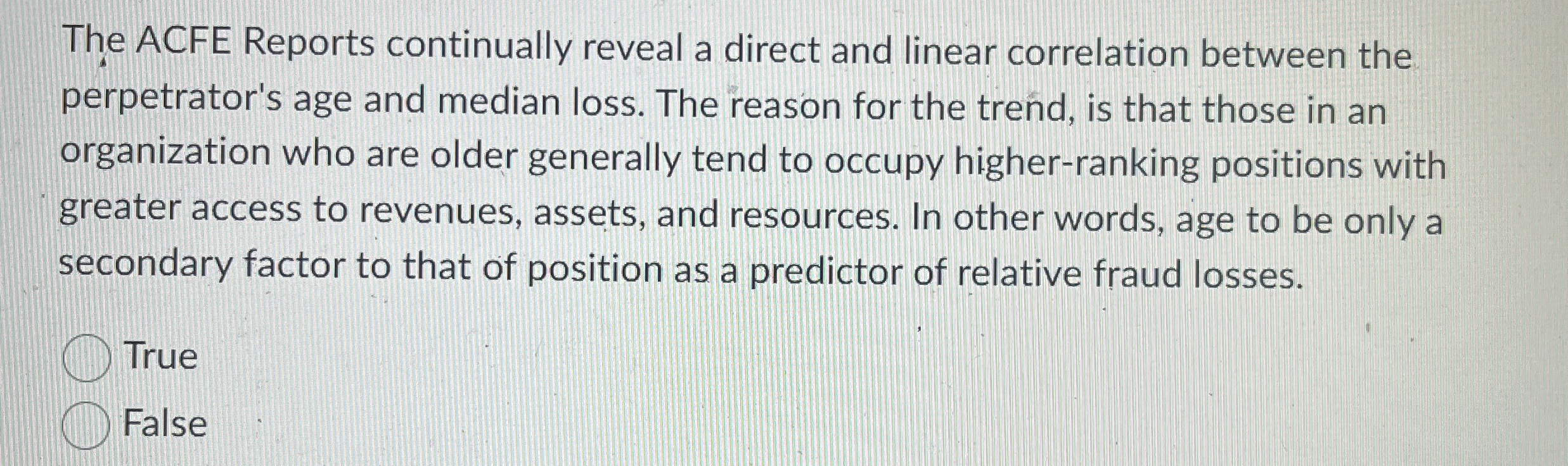 Solved The ACFE Reports continually reveal a direct and | Chegg.com