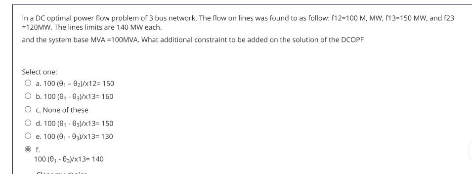 Solved In a DC optimal power flow problem of 3 bus network. | Chegg.com