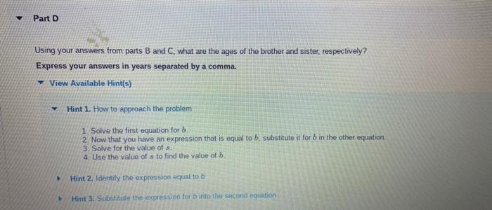 Solved Part B Equation : 26=b+sPart C Equation: 8=3s-4b The | Chegg.com