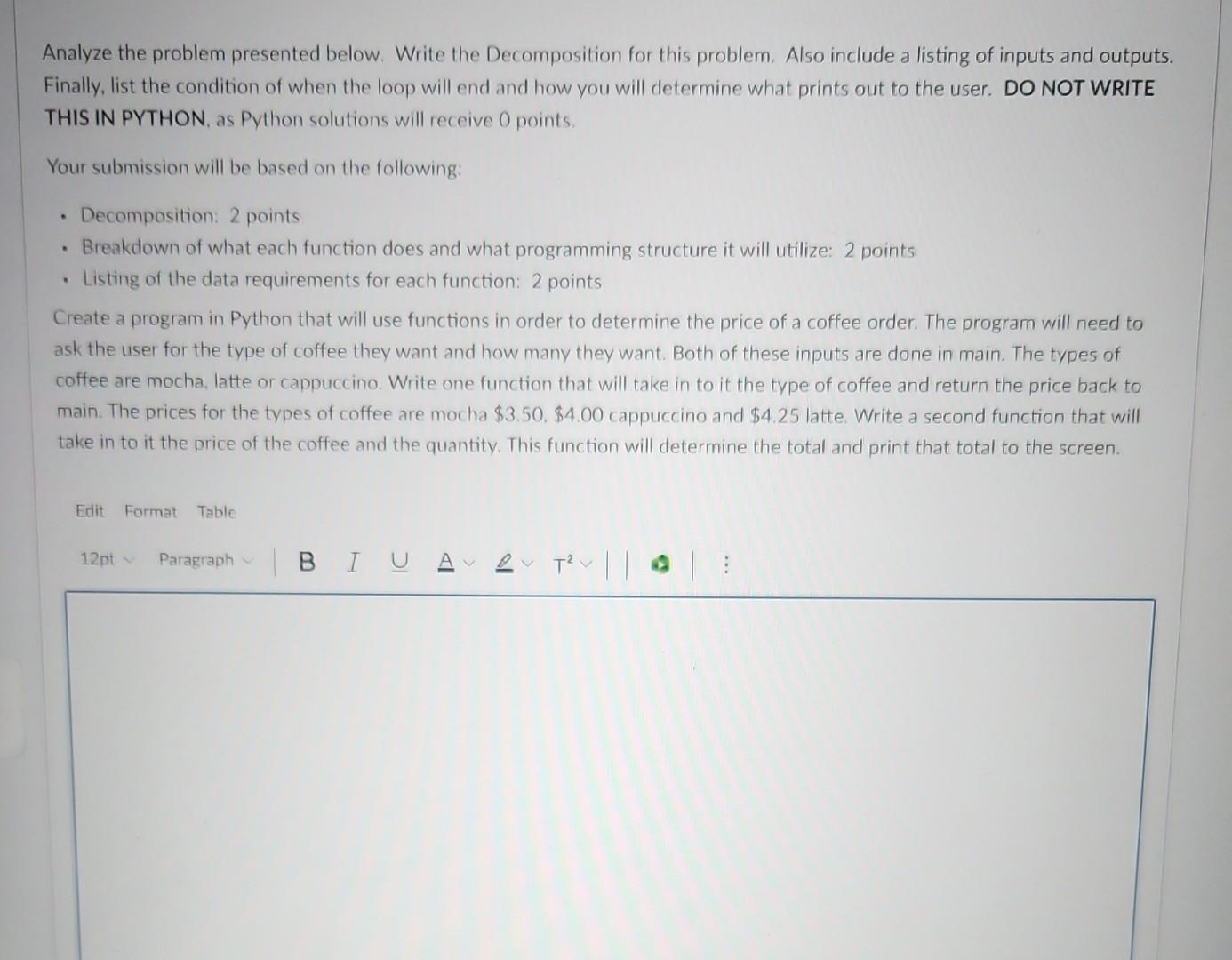 Solved Analyze the problem presented below. Write the | Chegg.com